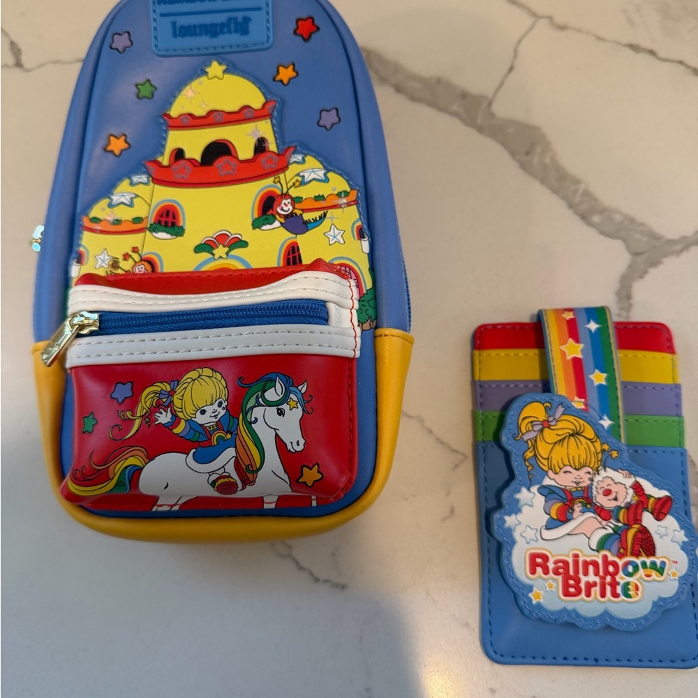 Loungefly Rainbow Brite mini backpack and card holder